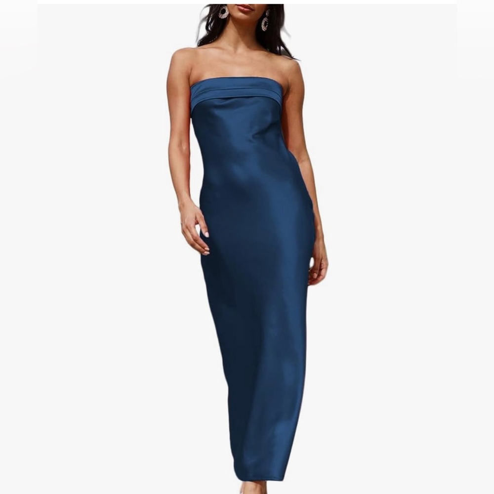 Satin Navy Blue maxi dress